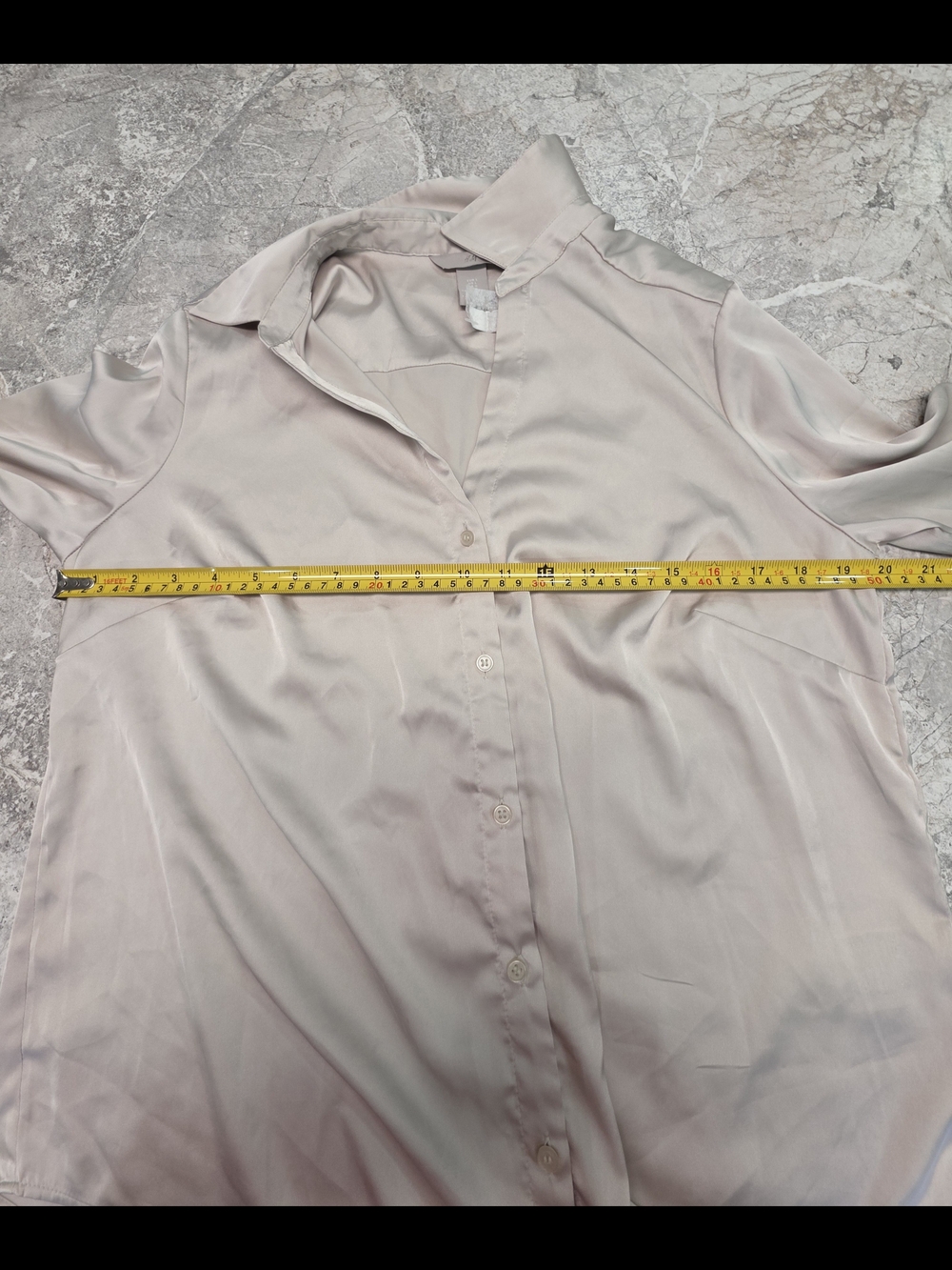 H&M Womens Long-Sleeve Satin Blouse Shirt — Beige - Picture 5 of 5